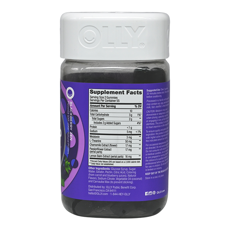 OLLY - 睡眠軟糖補充劑 3mg褪黑激素 110 粒軟糖 EXP:2026年9月1日 (平行進口) (08345)