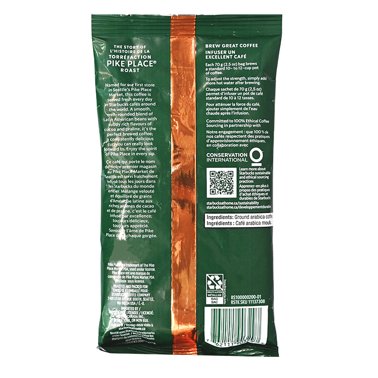 星巴克 – Starbucks Pike Place Roast [中度烘焙研磨咖啡] 70g BBF:2025年2月10日 (平行進口) (03297)