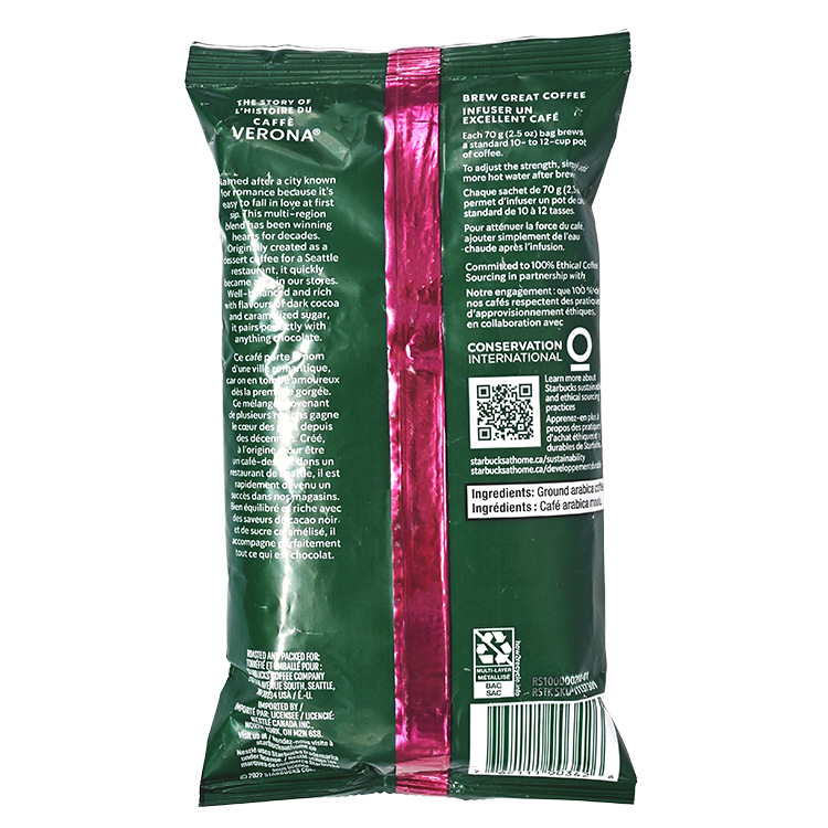 星巴克 – Starbucks Caffe Verona 研磨咖啡 [深度烘焙] 70g  BBF:2025年12月20日 (平行進口) (03426)